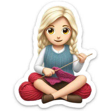 white girl knitting sticker