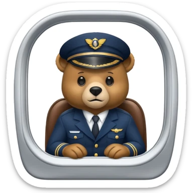 Bear sitting in airplane viewed from the outside sticker