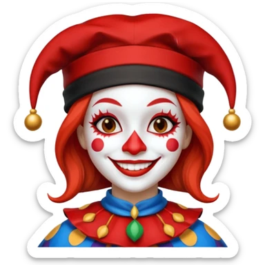 Jester female, black and red and white sticker