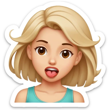 girl shaking her head and swinging her tongue out left and right sticker