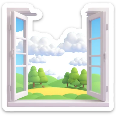 a big full width/height window with a idyllic scenery skylight and clouds visible sticker