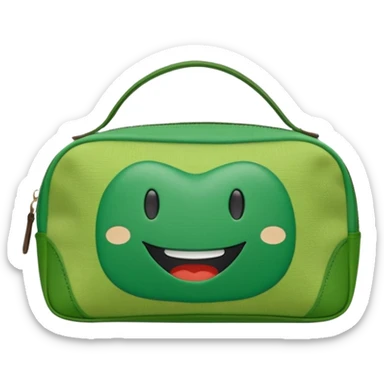 green cosmetic bag with the inscription smile hunter sticker