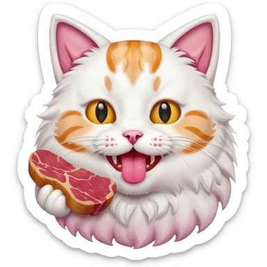 cat eating meet sticker