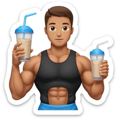 bodybuilder holding protein shake sticker