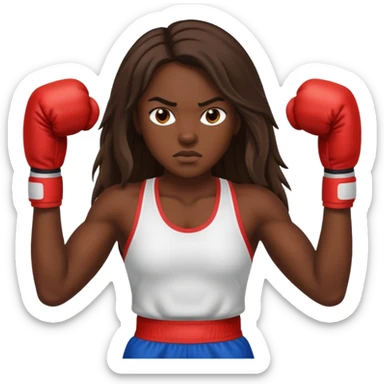 dark skin female boxer long hair sticker