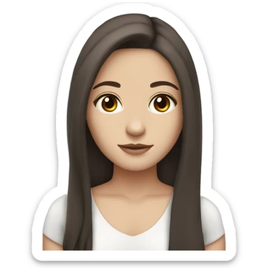 Pretty White skin girl with long dark brown hair and brown eyes sticker