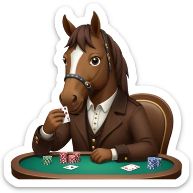 horse playing poker sticker