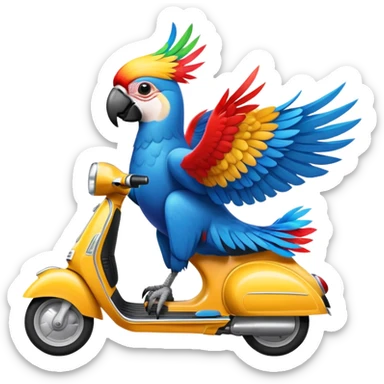 Macaw on vespa sticker
