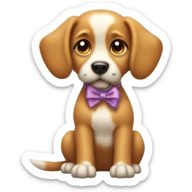 Dog with bow sticker