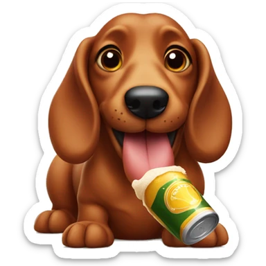 Sausage dog with a beer sticker