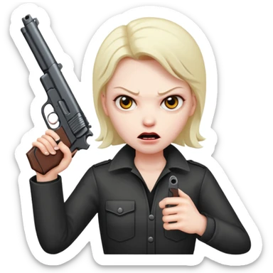 Una cara malvada con una pistola sticker