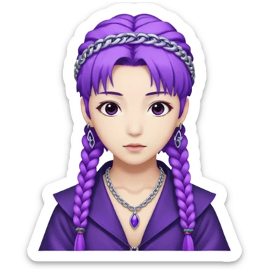 Rumi from K-pop demon hunters purple braid sticker