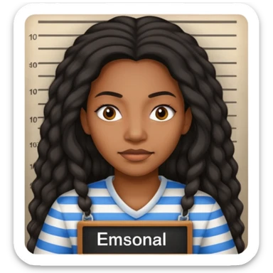 prisoner long haired black woman mug shot sticker