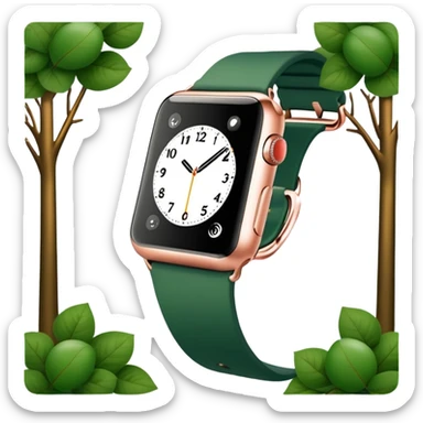 rose gold apple watch with forest green band sticker