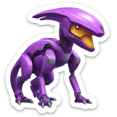 a Genesect-Raptor-Fakémon—hybrid with a futuristic visor-helmet full body sticker