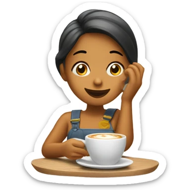 Chica bebiendo café sticker