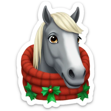 horse with a cozy Christmas rug sticker