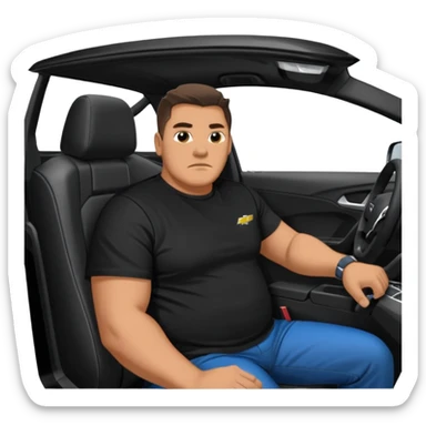 Large guy inside driver seat of a 2020 Camaro zl1 but show a outside perspective  sticker