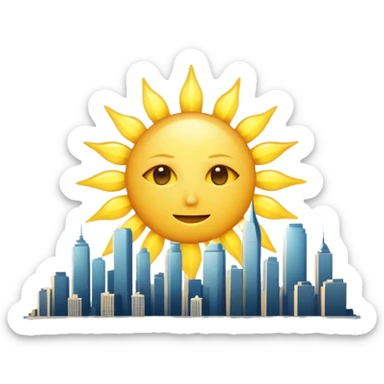 A SHINING AND RADIANT SUN WITHOUT FACE END WITH CITY OR WAVES sticker