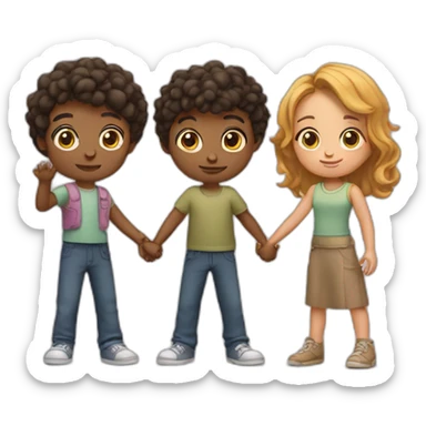 3 siblings back to back crossing hands sticker