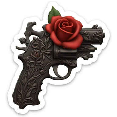 Red ghotic  rose pistol  sticker