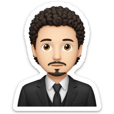 Create a white young man with curly dark hair and Goatee lawer sticker