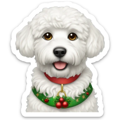 White miniature doodle with Christmas collar  sticker