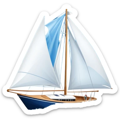 An icon featuring a sleek sailboat with billowing sails cutting through the waves. The design includes the boat's mast, a wind-filled sail, and water splashes, symbolizing the thrill and skill of sailing. Transparent background highlights the elegance and power of wind-driven sports. sticker
