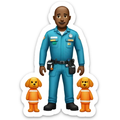 paramedic in orange reflective uniform sticker