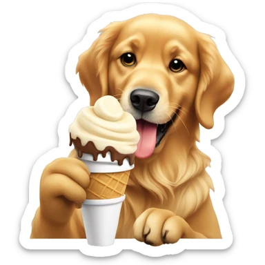 Golden retriever eating ice cream sticker