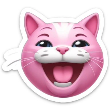 Pink Kitty cat with loud laughter sticker