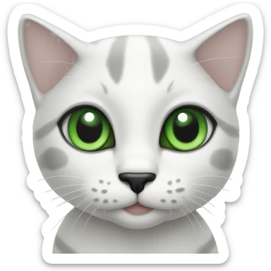 cat make up whit black and withe skin and green eyes sticker