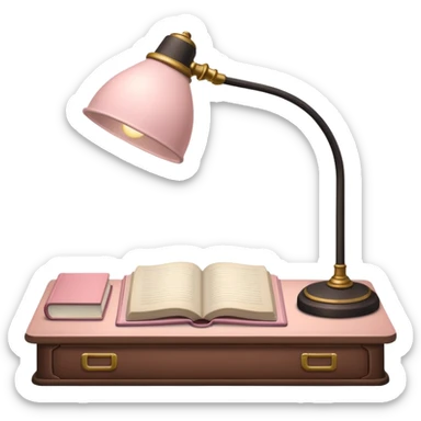 Light Pale Pink Desk and book and Desk lamp sticker