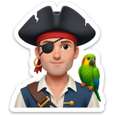 pirate and parrot sticker
