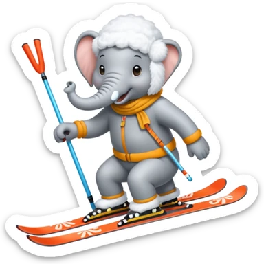 skiing elephant sticker