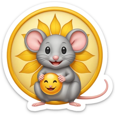 A mouse inside of a gray sun ☀️ 🐭 sticker