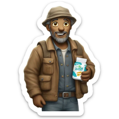 A hobo offering a breath mint sticker