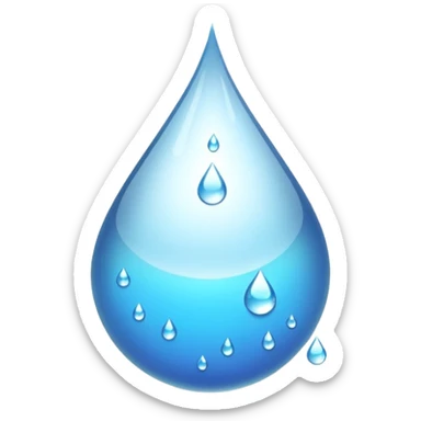 Time paused, droplets floating around sticker