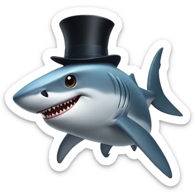 Shark with a top hat sticker