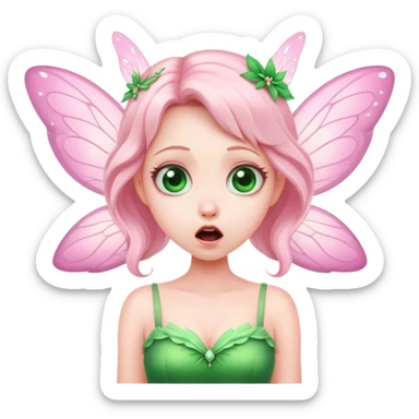 pink fairy in green dress shock sticker