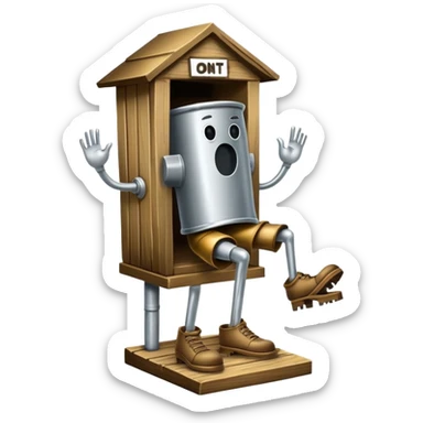 A "I STINK AT FANTASY FOOTBALL" trophy an outhouse-shaped figure with legs on a metallic base - perfect for commemorating league losers.​​​​​​​​​​​​​​​​ sticker