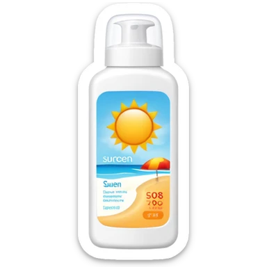 sunscreen bottle with sun protection sticker