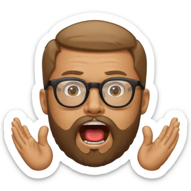 a guy with a beard, glasses and shouting : "FA, FA-TE INCOA" sticker