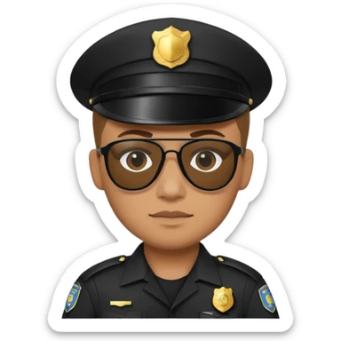 police wear black uniform and black sunglasses sticker