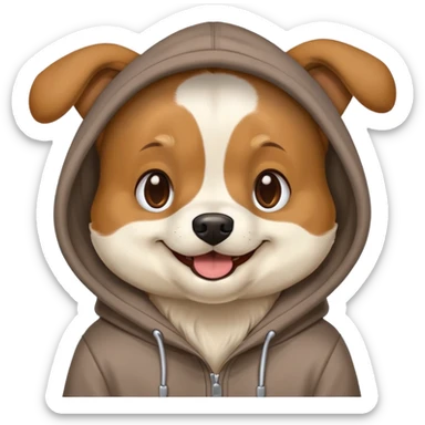 Dog wearing a hoodie sticker
