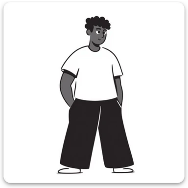 A tall, muscular black man with a confident stance sticker