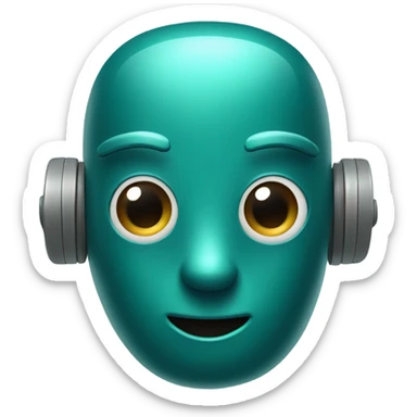 Cute AI robot head in a dark teal colour. Friendly looking with an antenna. sticker