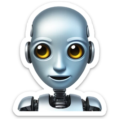 An AI robot, with digital elements in the background to emphasize its mental abilities sticker