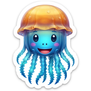 Cute transparent jellyfish with smile sticker
