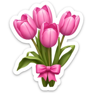 Pink tulips with a bow sticker